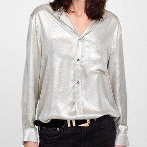 Zara Silver Metallic Look Top